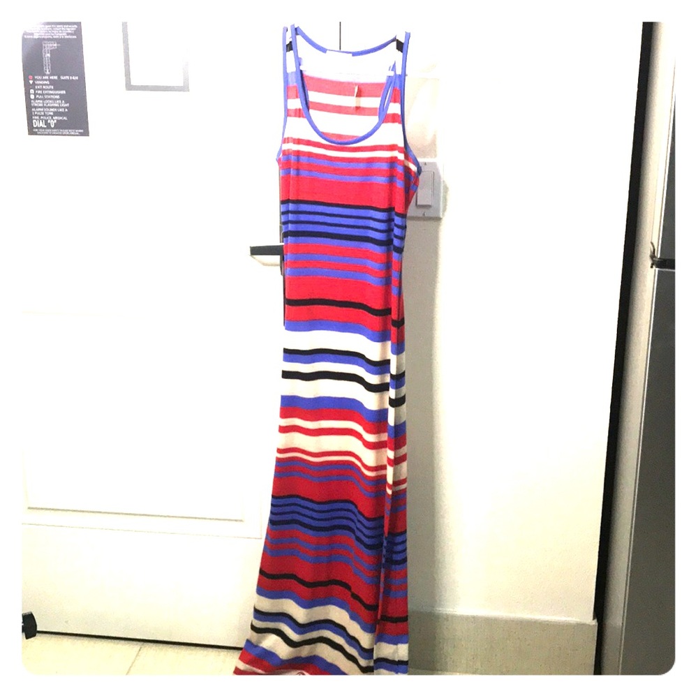 Active basic Stripped maxi dress razor tank soft lounge wear M